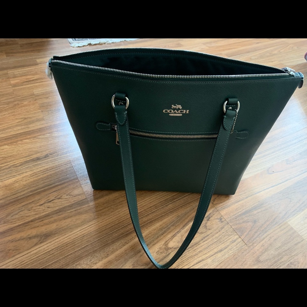 🌷Coach 79608 Leather Gallery Tote Purse Shoulder Handbag - Dark Ivy/silver NWOT